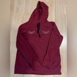 BONGO Maroon Hoodie with Sparkling Eye Details